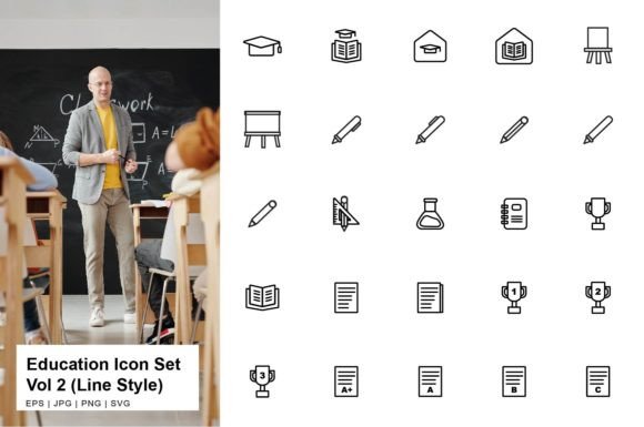 Education Icon Set Line Vol 2: A Practical Design Asset