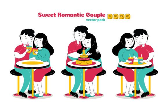 Sweet Romantic Couple Vector Pack 06: Your Creative Toolkit for Consistent Branding